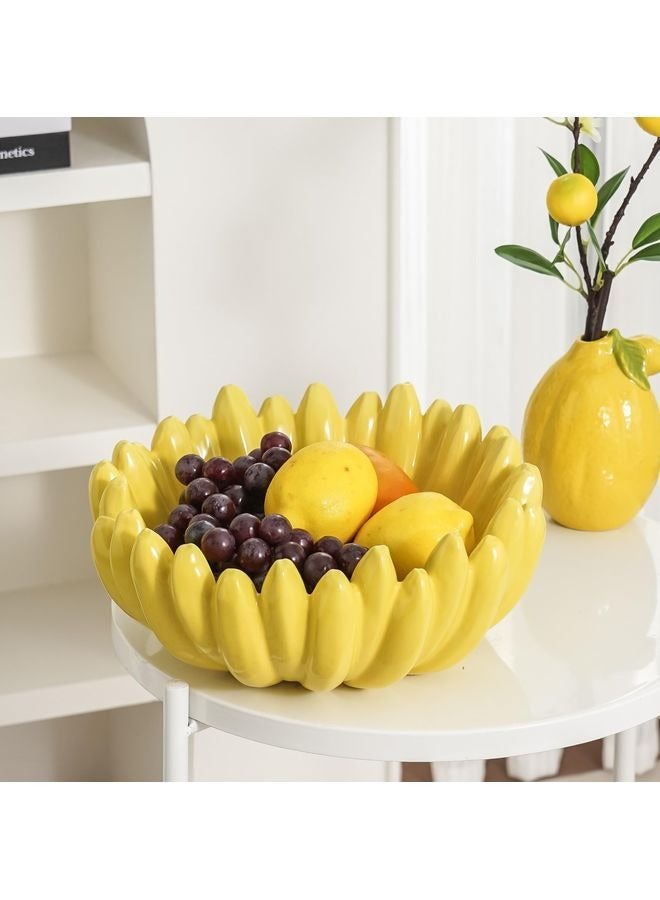 HOMESTAR Large Fruit Bowl for Kitchen Countertop - 10 Inch Banana-Shaped Ceramic Fruit Basket, Key Bowl for Entryway Table, Decor Centerpiece for Kitchen Counter or Dining Room Tables. - Image 5