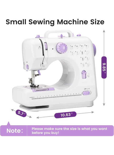 505 - ماكينة خياطة كهربائية صغيرة للاستخدام المنزلي - عدة خياطة كهربائية صغيرة محمولة باللون الأبيض للمشاريع المنزلية وللأطفال والكبار