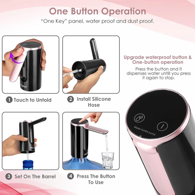 QLECT Automatic Water Dispenser For 20 Litre Bottle – Usb Dc Water Pump With 1200 mAh Rechargeable Battery| Water Pressure Pump for Home Office Travel |Water Dispenser Pump With Display Timer Function - Image 5