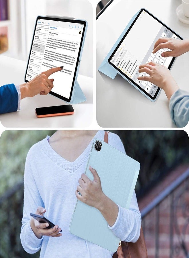 ELTRAZONE Slim Trifold Stand Case for iPad Air 13-Inch M2 (2024) and iPad Pro 12.9 (6th/5th/4th Gen) with Pencil Holder - Sky Blue - Image 5