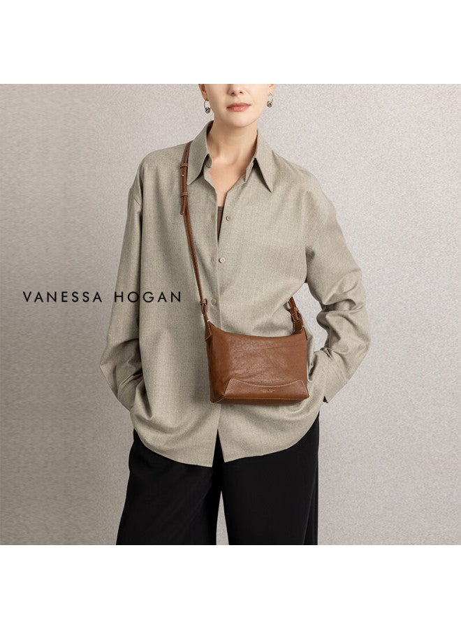 Vanessa Hogan vh Women's Bag Xinran Hobo Bag Small Size Casual Top Layer Vegetable Tanned Cowhide Lightweight Armpit Single Shoulder Bag - Image 5