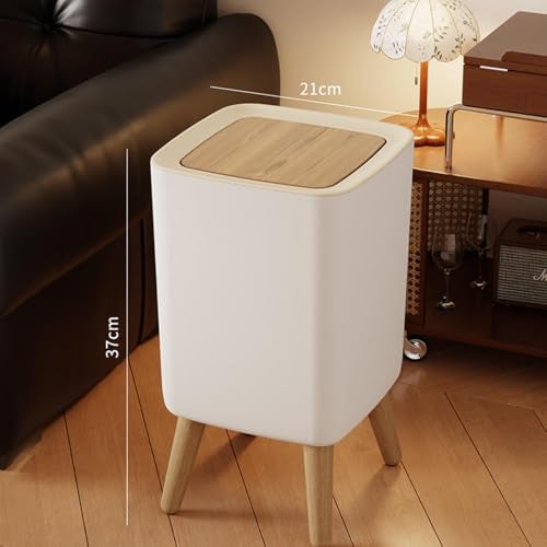 Kriva Modern Plastic Dustbin with Lid | Stylish Indoor Trash Can for Living Room, Bedroom, Kitchen & Office | Compact Waste Bin with Push Button (Beige) - Image 5
