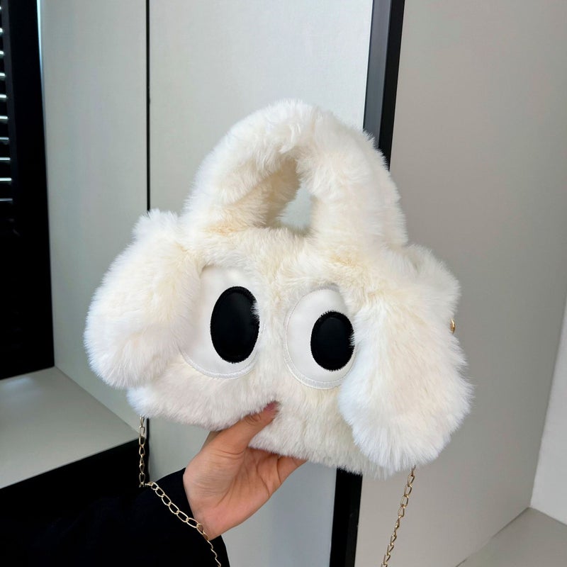 Plush Big-Eyed Puppy Handbag Plush New High-End One-Shoulder Texture Cute Girl Crossbody Bag Versatile - Image 1