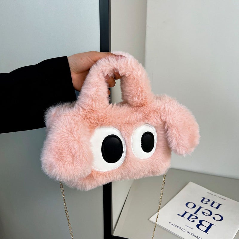 Plush Big-Eyed Puppy Handbag Plush New High-End One-Shoulder Texture Cute Girl Crossbody Bag Versatile - Image 5