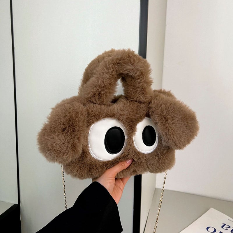Plush Big-Eyed Puppy Handbag Plush New High-End One-Shoulder Texture Cute Girl Crossbody Bag Versatile - Image 3