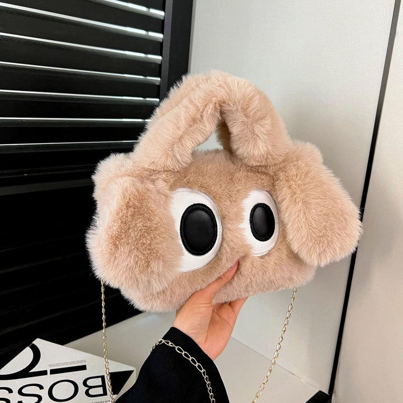 Plush Big-Eyed Puppy Handbag Plush New High-End One-Shoulder Texture Cute Girl Crossbody Bag Versatile - Image 4