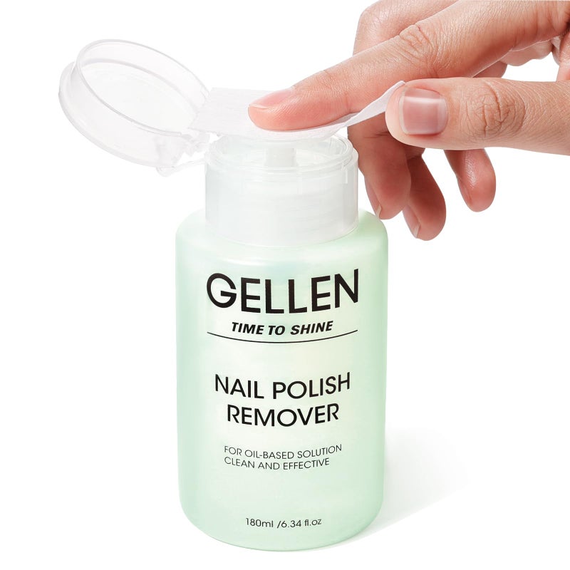 Gellen Nail Polish Remover, Non Acetone Nail Polish Removal for Regular Nail Polishes, Jasmine Scent Healthy Nail Polish Remover with Easy Push-down Pump, 6.09 Fl Oz - Image 1