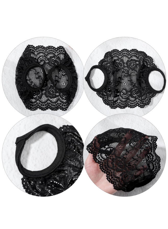 2 Pack Lace Mesh Face Mask, Breathable Hollow Half Face Cover Shield Protective Mask for Women - Image 3