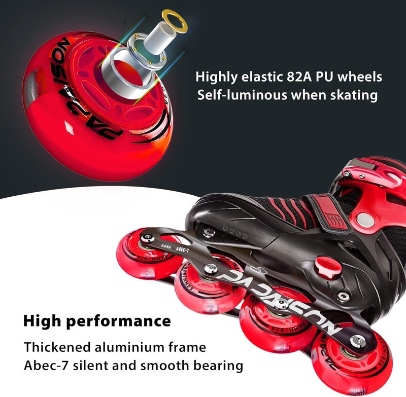 PAPAISON Adjustable Inline Skates Boys Ages 4-16, Roller Skates for Girls Kids Ages 5-8 8-12 with Full Light Up Wheels, Outdoor Skates Illuminating Skates for Children Teens Women - Image 5