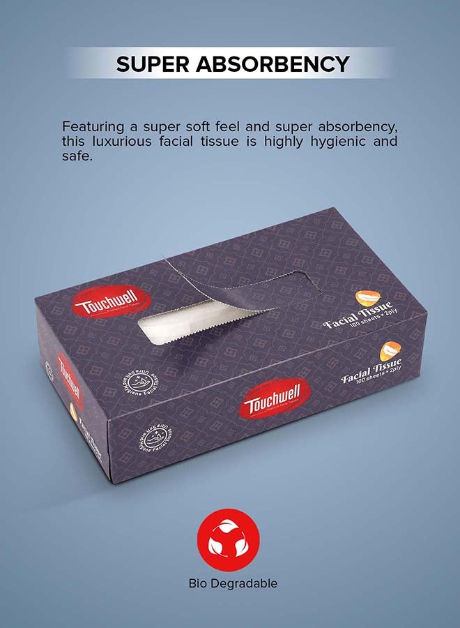 Touchwell Tissue Box 100 Sheet each box 2-Ply 5 pcs combo pack facial tissue - Image 2