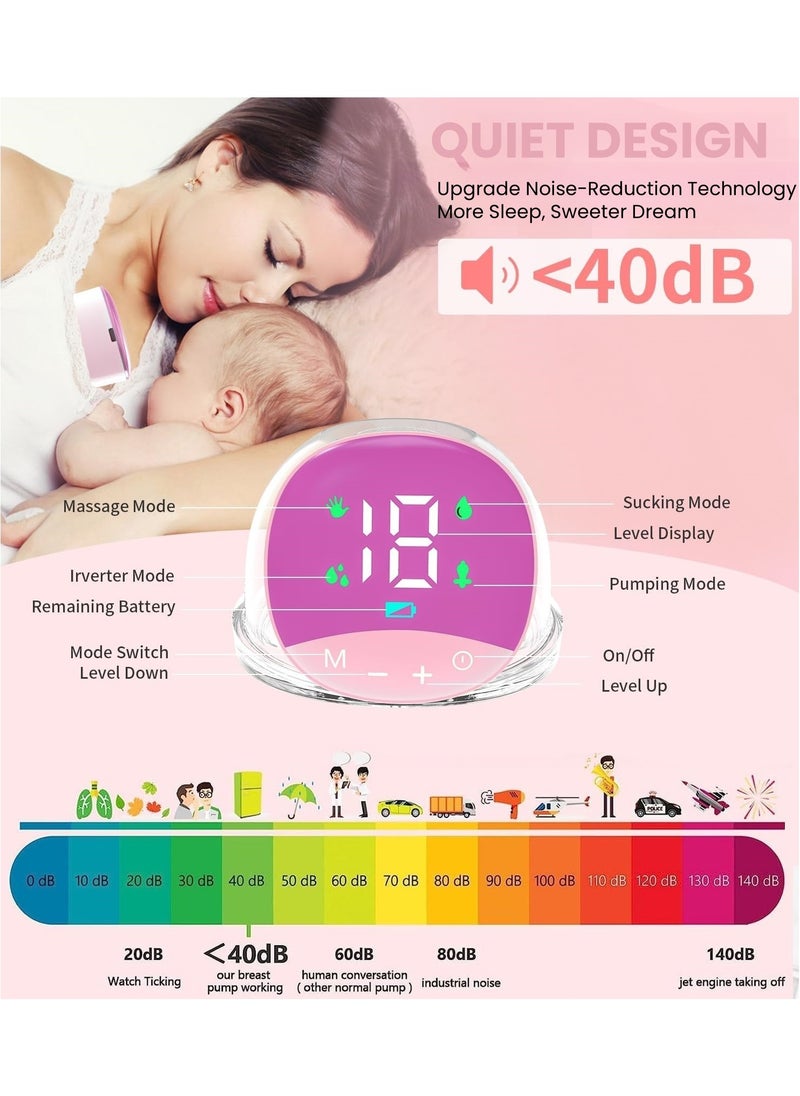 Perfin Hands-Free Wearable Electric Breast Pump with Touchscreen Display, 24mm Flange Inserts, 4 Modes & 12 Levels, USB Charging & Quiet Design - Portable Single Pump for On-the-Go Moms  - Image 5
