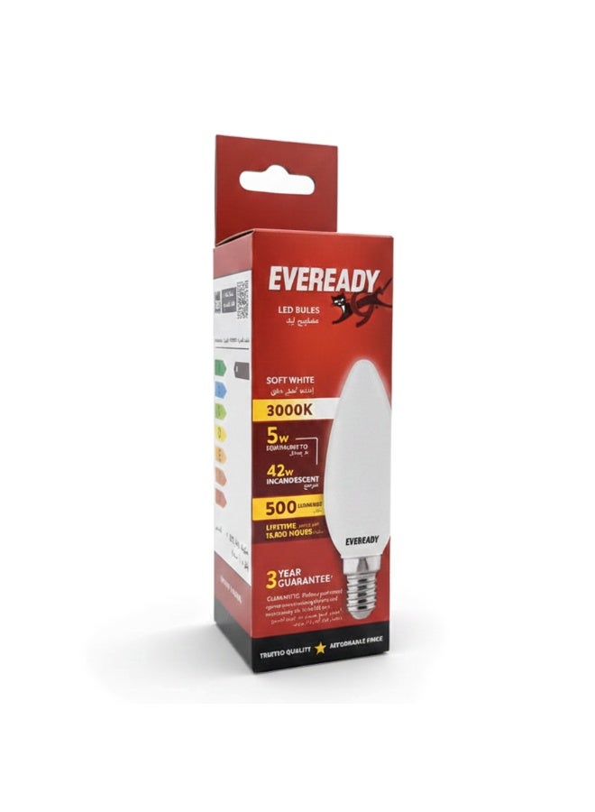 إفريدي مصباح LED A60 بقوة 5 واط وقاعدة E27، لون أبيض دافئ 3000 كلفن - مصباح LED موفر للطاقة بقوة 500 لومن، يعادل مصباحًا متوهجًا بقوة 42 واط للإضاءة المنزلية - Image 1