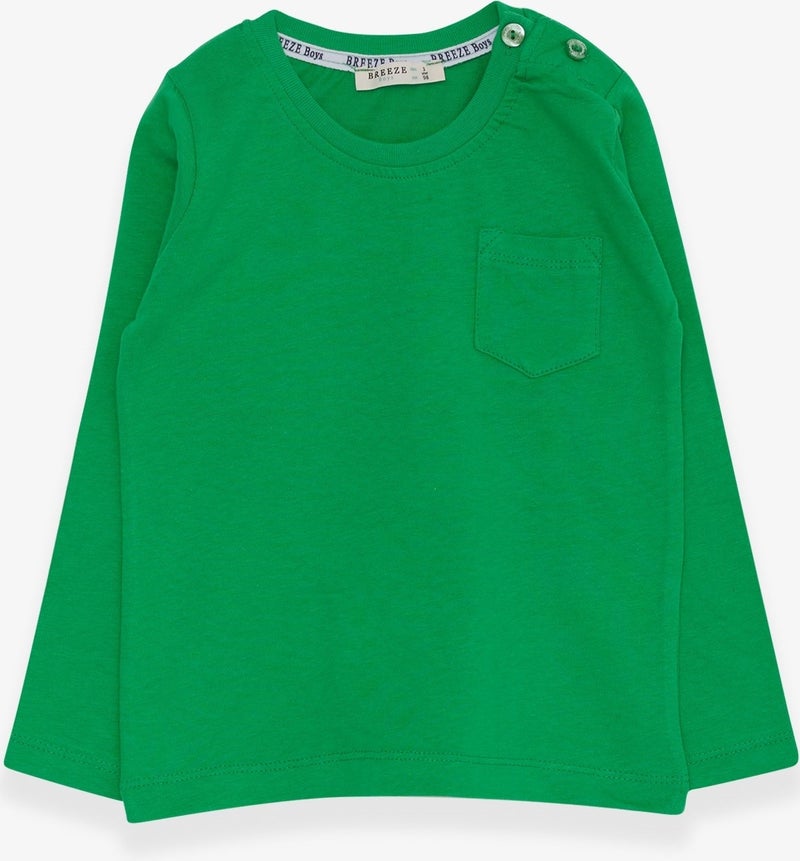 Breeze Baby Boy Long Sleeve T-Shirt With Pocket Green (9 Months-3 Years)  - Image 1