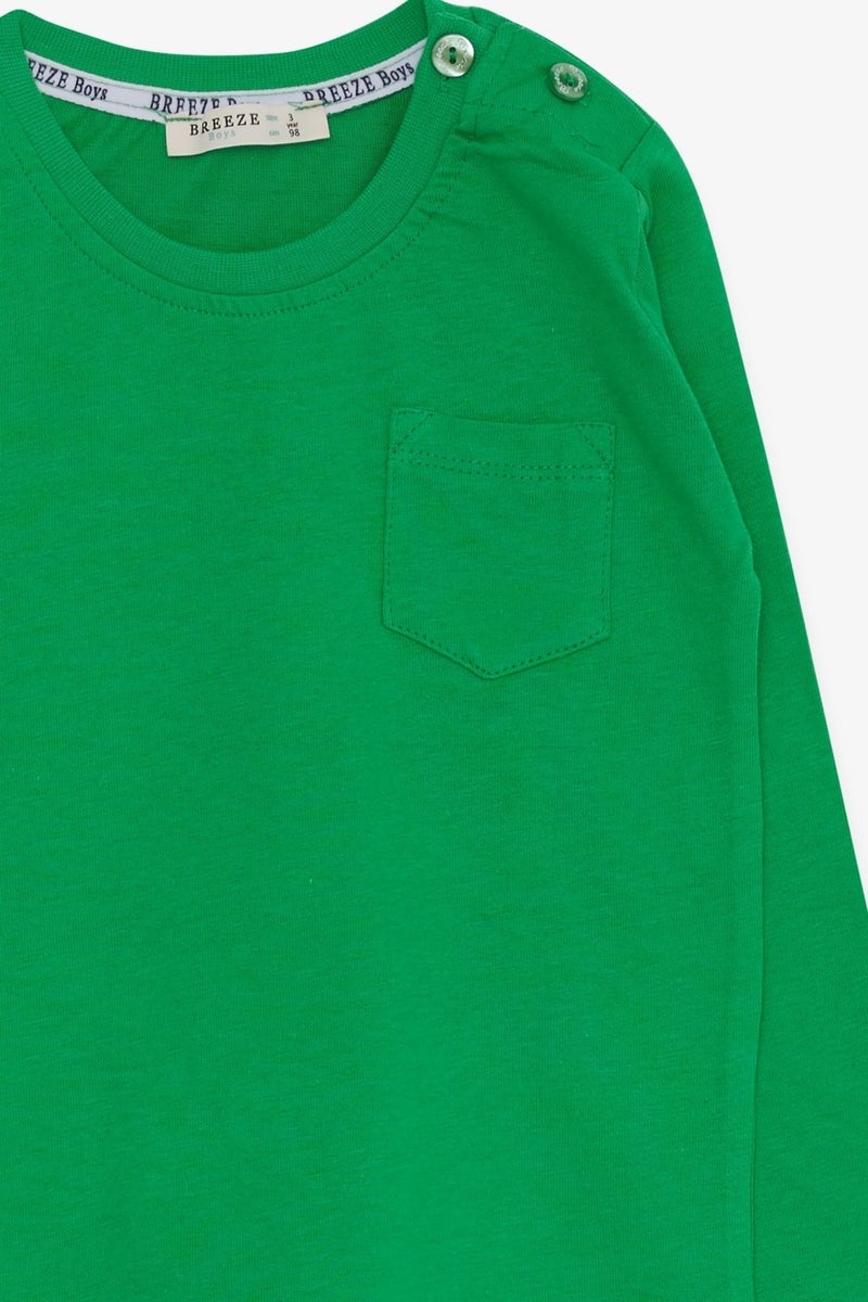 Breeze Baby Boy Long Sleeve T-Shirt With Pocket Green (9 Months-3 Years)  - Image 3
