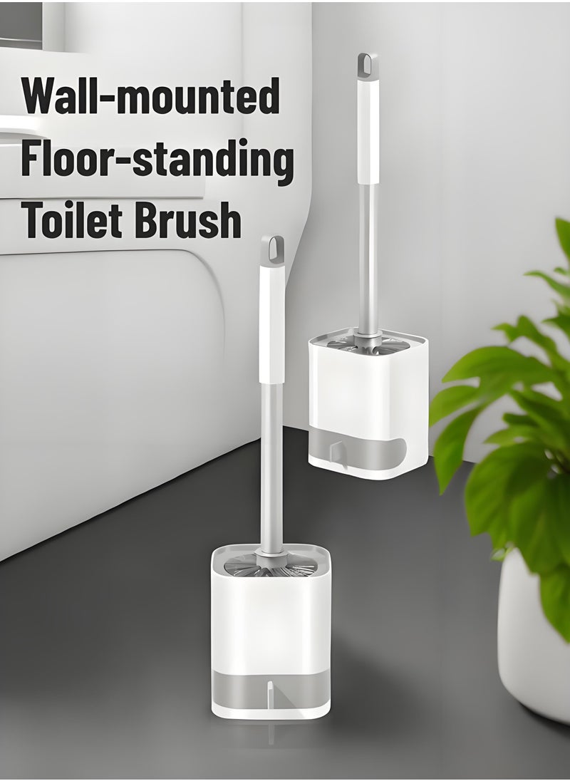 XiuWoo Toilet Brush and Holder, Toilet Bowl Brush and Holder with Long Handle, Drip-Proof, Easy to Assemble, Deep Cleaning for Bathroom Cleaning  - Image 3