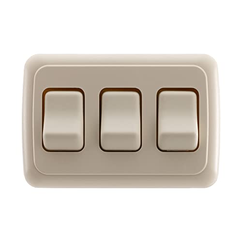 American Technology Components Triple SPST On-Off Switch with Bezel, 12-Volt, for RV, Trailer, Camper (Almond) - Image 2