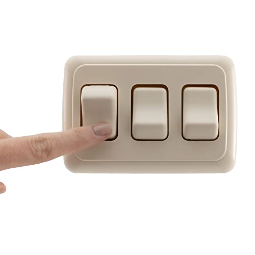 American Technology Components Triple SPST On-Off Switch with Bezel, 12-Volt, for RV, Trailer, Camper (Almond) - Image 3