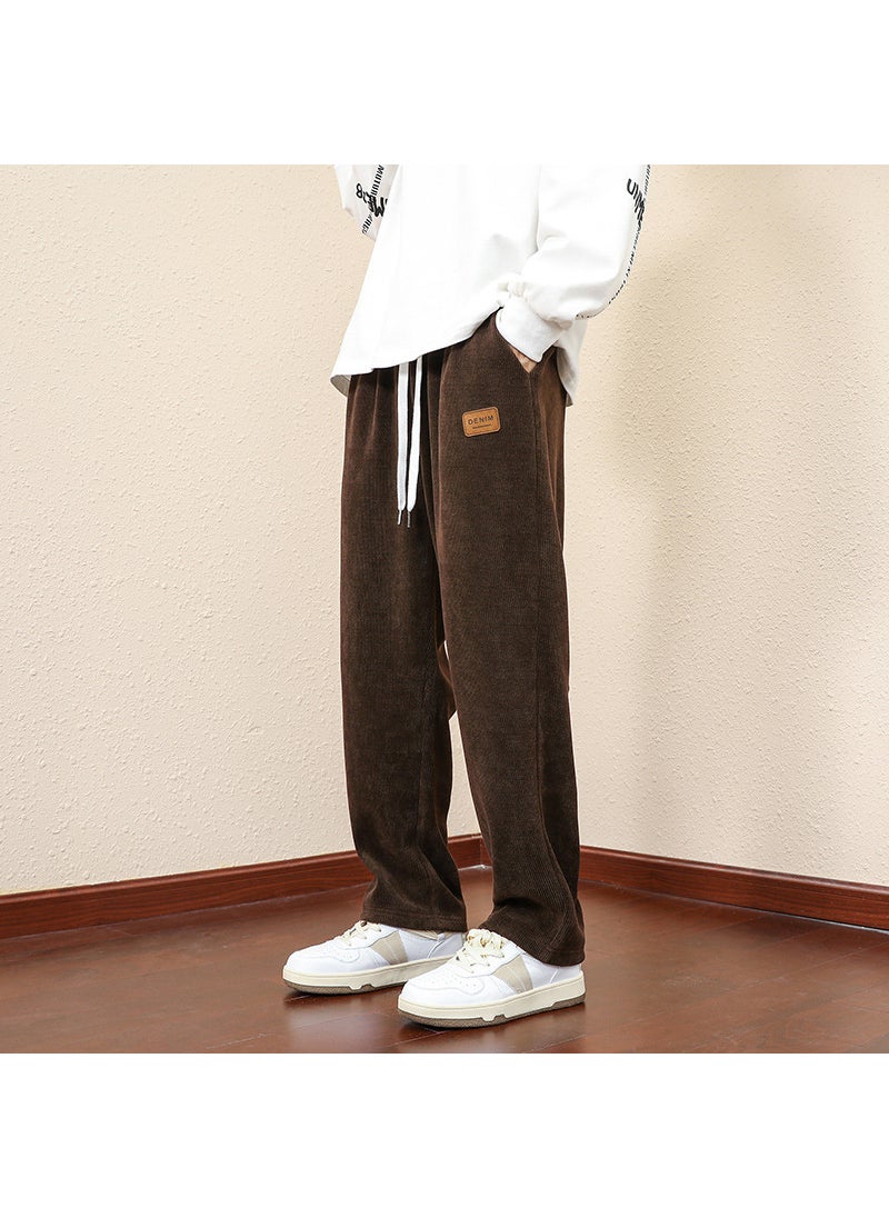 Generic - Corduroy Straight-Leg Wide-Leg Casual Trousers For Men New Spring Autumn Season Loose Fit Draped Style Trendy Brand Mens Pants Brown regular - Image 1