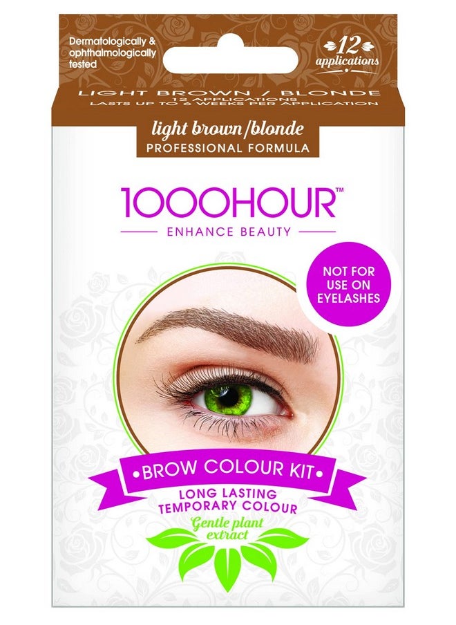 1000Hour 1000 Hour Brow Color Kit Light Brown Long Lasting Temporary Color Lasts Up To 6 Weeks 12 Applications Gentle Plant Extract Formula Professional Formula  - Image 2