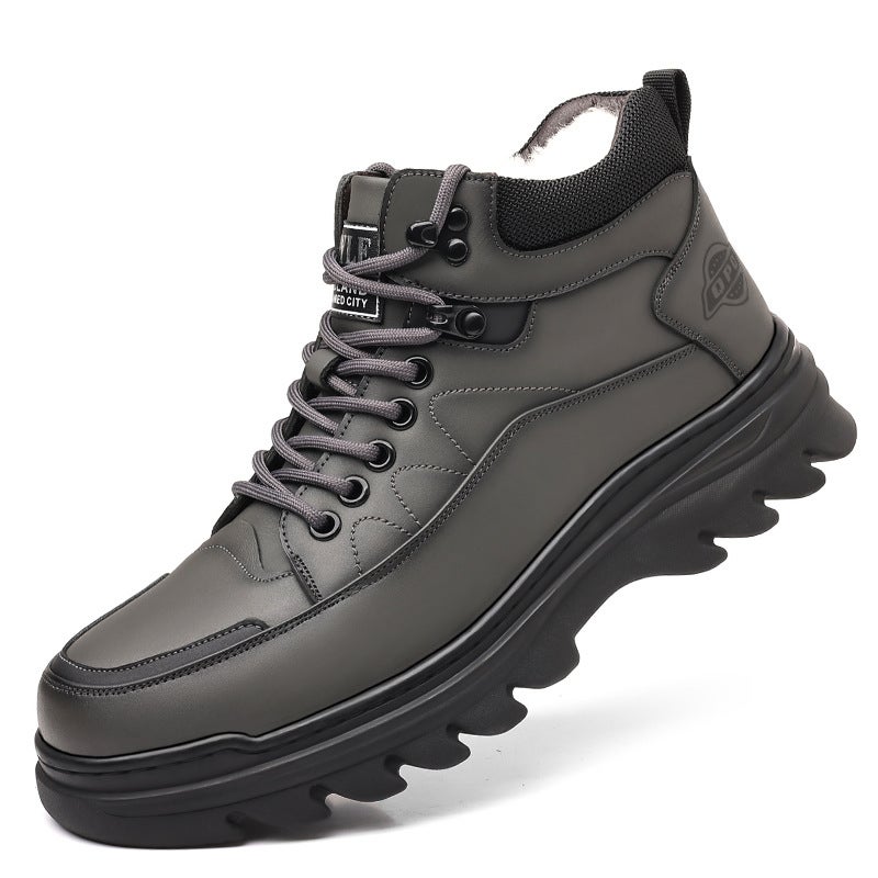 Cotton Shoes Men'S 2024 Winter Warm Fleece-Lined High-Top Men'S Shoes Lace-Up Men'S Casual Dad Snow Boots A Generation Of Hair - Image 1