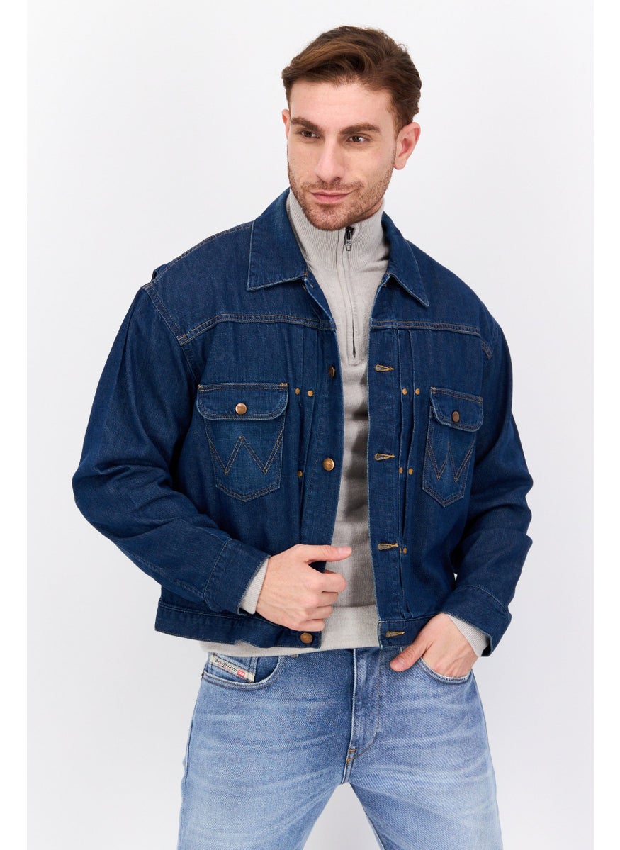 Wrangler - Men Washed Denim Jacket, Blue - Image 1