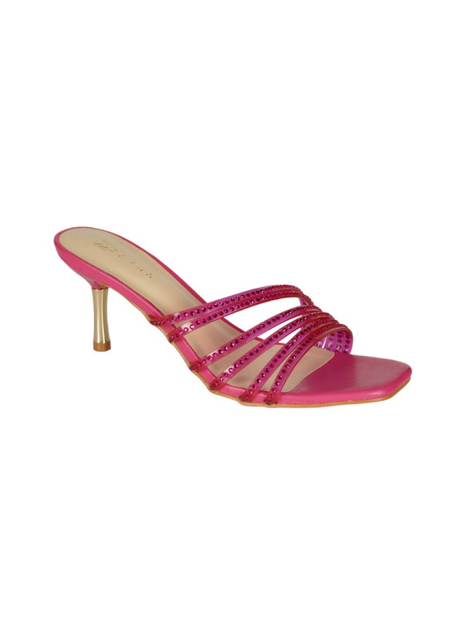ZAYNA 221-91 Zayna Ladies  Fashion Mid Heel Slip on 2GA1905-005 Fuchsia  - Image 1