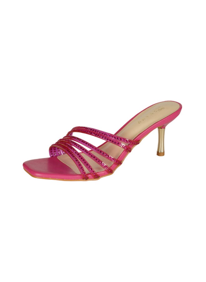 ZAYNA 221-91 Zayna Ladies  Fashion Mid Heel Slip on 2GA1905-005 Fuchsia  - Image 3