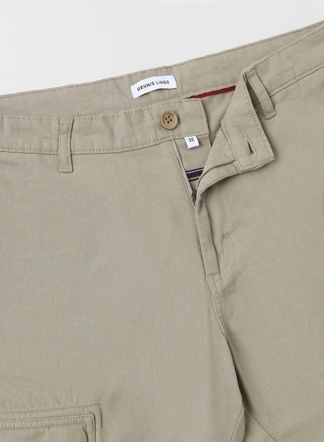 Dennis Lingo beige Men'S Beige Cotton Blend Solid Pattern Full Length Cargo Slim Fit Trouser for Men | Best Price UAE