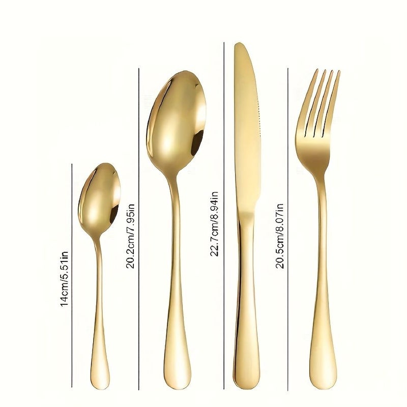 4pcs Golden Cutlery Set Stainless Steel Mirror Polished For Dinner Party - Image 3