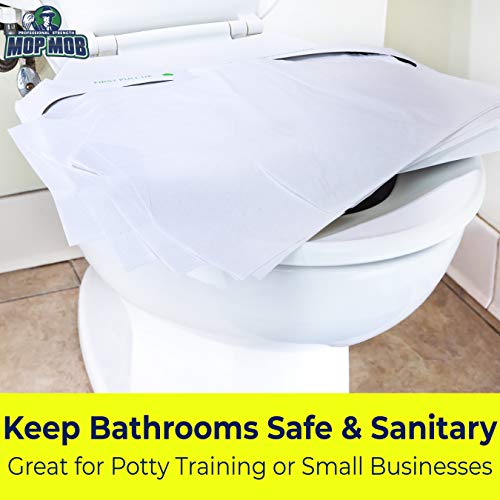 Mop Mob Biodegradable Half-Fold Toilet Seat Covers 500 Pk. Self-Flushing, Disposable Potty Papers Keep Toilets Clean and Family Healthy. Sanitary Paper Safety Covers for Commercial, Home, Travel and Kids Use - Image 4