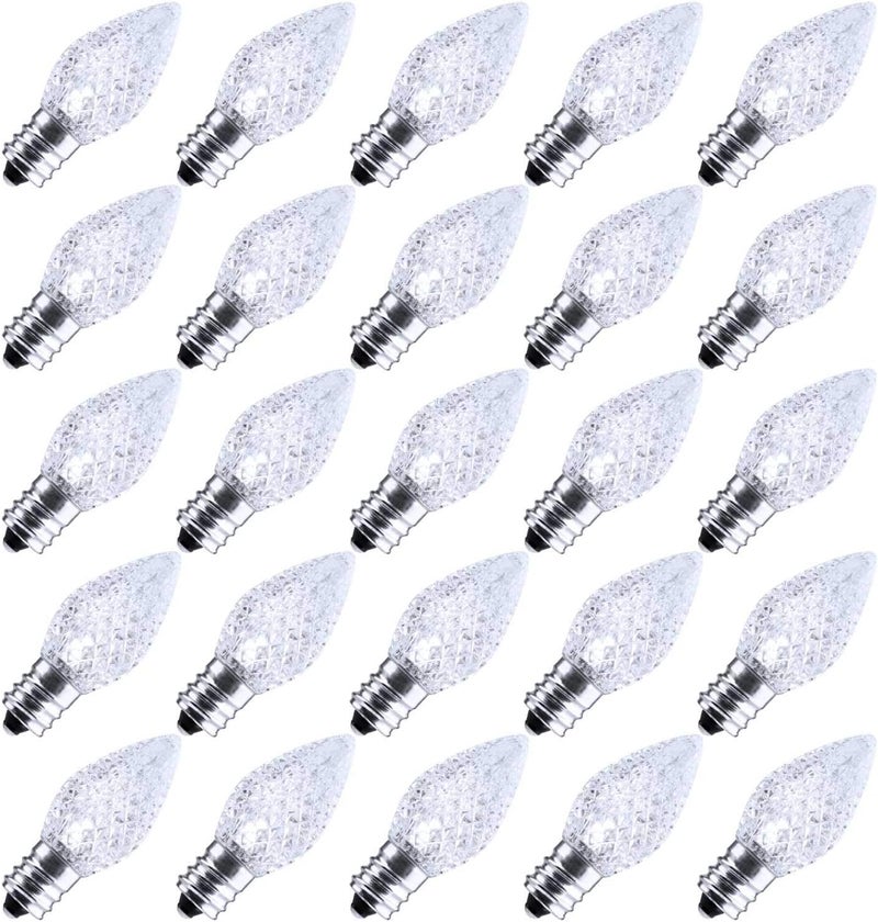 Brightown 100 Pack C7 LED Replacement Christmas Light Bulbs C7 Shatterproof LED Bulbs for Christmas String Lights E12 Candelabra Base Commercial Grade Dimmable Holiday Bulbs Pure White - Image 1