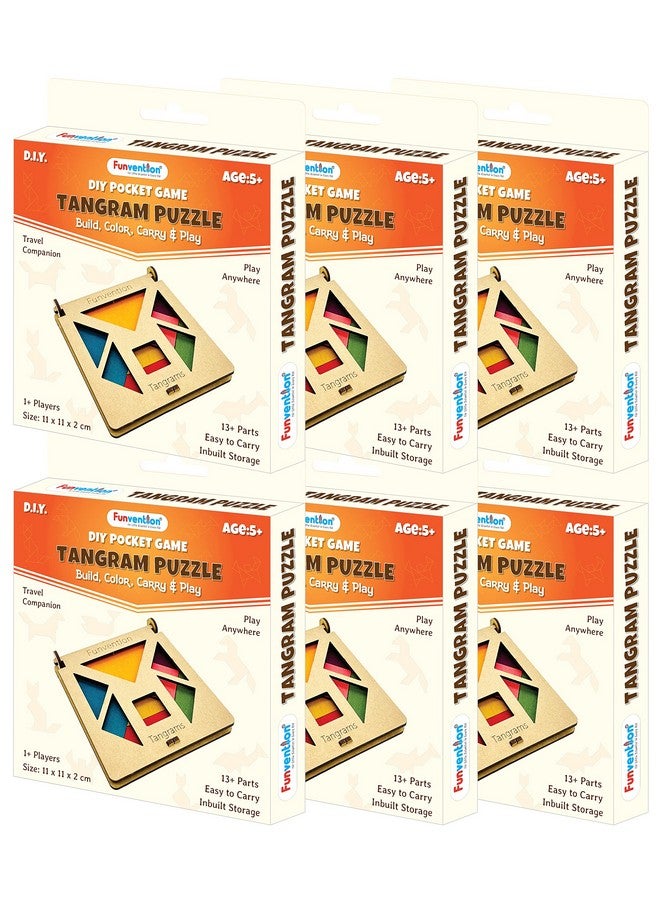 فنفينشين لعبة Funvention - لعبة تانجرام جيب للسفر - هدايا عيد ميلاد للأطفال من سن 4 سنوات فما فوق، لعبة لوحية تعليمية ممتعة، عبوة حفلات (عبوة من 6 قطع) - Image 1