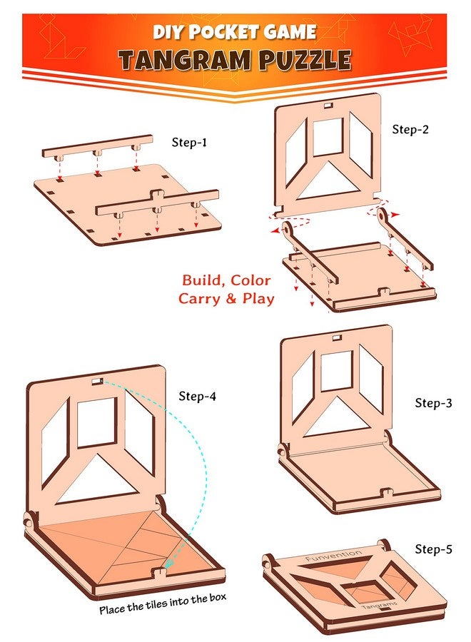 فنفينشين لعبة Funvention - لعبة تانجرام جيب للسفر - هدايا عيد ميلاد للأطفال من سن 4 سنوات فما فوق، لعبة لوحية تعليمية ممتعة، عبوة حفلات (عبوة من 6 قطع) - Image 3