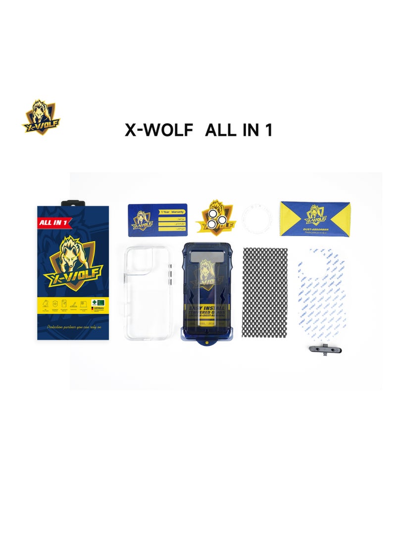 X-WOLF XWOLF All-in-one Protection Package for IPhone 16 Pro Anti-Shock Suit 360 All-Protection-clear HD - Image 2