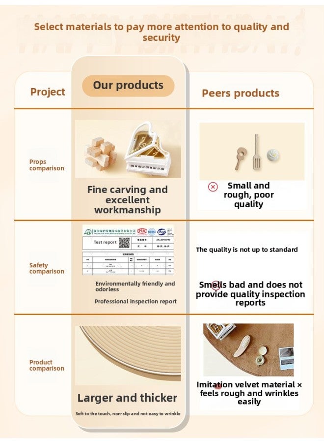 Loquat Week-catching Supplies Props One-year-old Set Boys And Girls Birthday Ceremony Layout Full Set Of Log Style Lottery Carpet Modern-Color:【thick Anti-slip】 12 Pieces Of Log Style Weekly Props + Weekly - Image 5