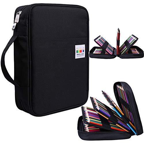 BOMKEE Pencil Case for Adults 220 Slots Pencase Colored Pencils Gel Pen Organizer Bag with Zipper for Artist Handy Glitter Gel Pens, Refills, Waterproof Coloring Holder Pencils Case(Black) - Image 4