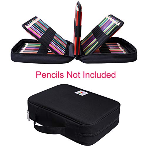 BOMKEE Pencil Case for Adults 220 Slots Pencase Colored Pencils Gel Pen Organizer Bag with Zipper for Artist Handy Glitter Gel Pens, Refills, Waterproof Coloring Holder Pencils Case(Black) - Image 2