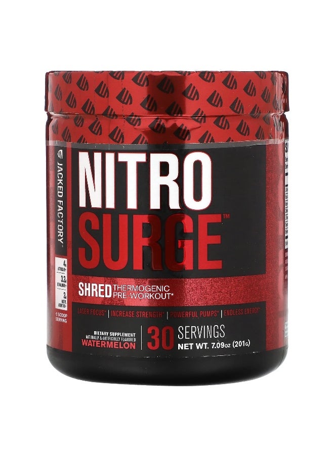 Jacked Factory Jacked Factory, Nitro Surge, Shred Thermogenic Pre-Workout, Watermelon, 7.09 oz (201 g)  - Image 1