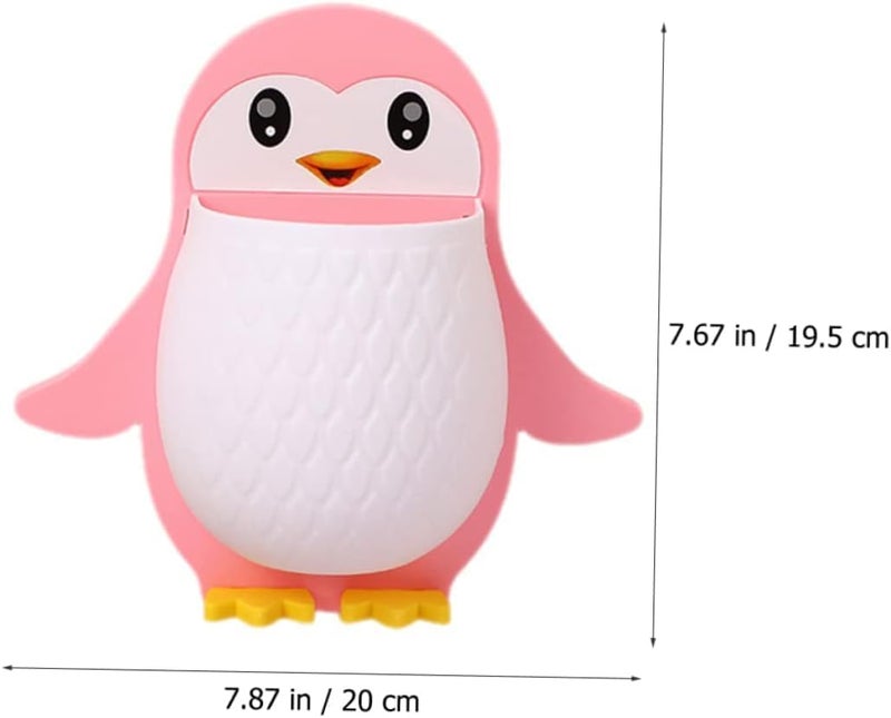 GOTTIDO Toothbrush Holder(Pack of 1), Self Adhesive Penguin Toothbrush Holder for Toothpaste, Comb, Brush, Cream, Lotion, Toilet Brush,Bathroom Display Stand Waterproof No Punching (20X19.5X5.7CM, 1) - Image 2