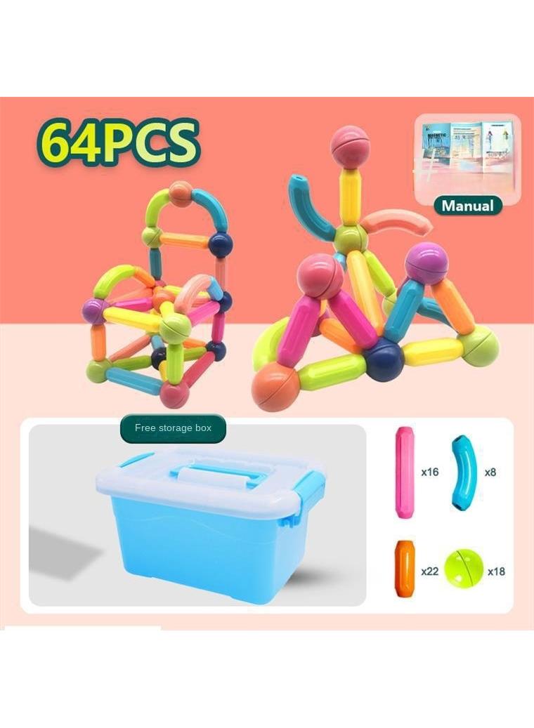 general 64-Piece Magnetic Toy Set Multicolor For Making Different Shapes 3+ Years Age Group - Image 1