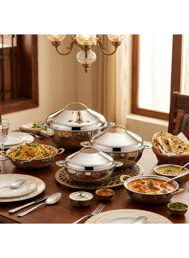سيجل سيجال ALIAA طقم حافظات طعام حرارية من الستانلس ستيل – 3 قطع 1.5L/2.5L/3.5L| قدر تقديم معزول يحافظ على سخونة الطعام لساعات | تشطيب لامع أنيق | مثالي للمنزل والضيافة - Image 2