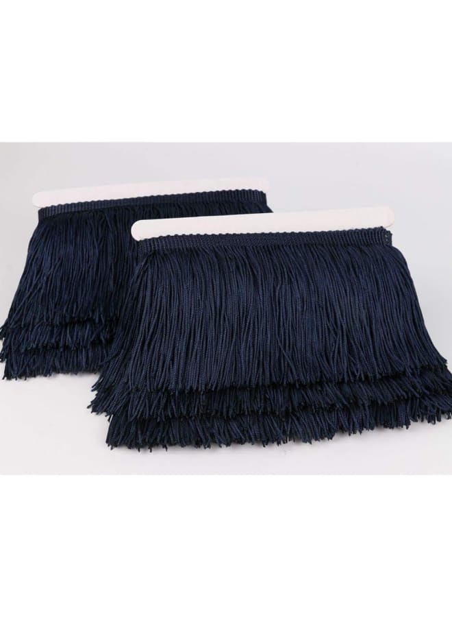 Fringe Trim Lace Polyerter Fibre Tassel 4inch Wide 10 Yards Long for Clothes Accessories Latin Wedding Dress DIY Lamp Shade Decoration Black (Navy Blue)  - Image 4