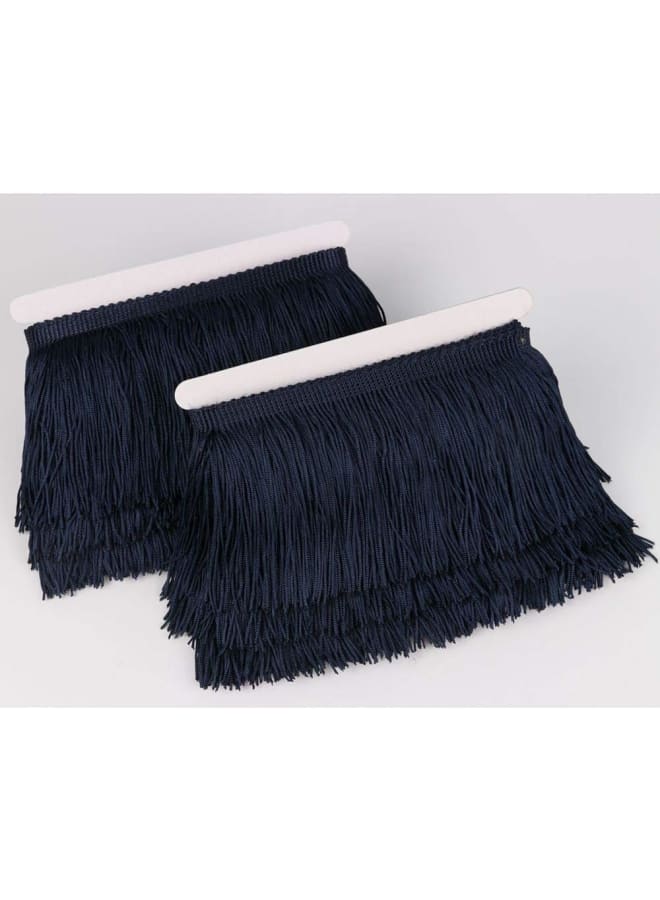 Fringe Trim Lace Polyerter Fibre Tassel 4inch Wide 10 Yards Long for Clothes Accessories Latin Wedding Dress DIY Lamp Shade Decoration Black (Navy Blue)  - Image 1