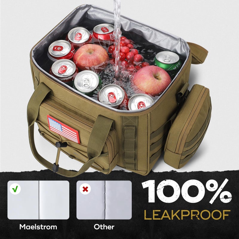 Maelstrom Tactical Lunch Box, Insulated Lunch Bag for Men, Large Durable Leakproof Cooler Bag with Detachable MOLLE Bags, Modern Lunch Tote for Adult Women Work,Picnic,20 Cans/15 L, Khaki - Image 3