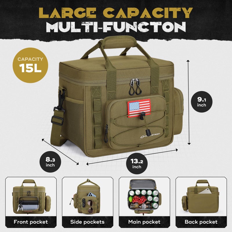 Maelstrom Tactical Lunch Box, Insulated Lunch Bag for Men, Large Durable Leakproof Cooler Bag with Detachable MOLLE Bags, Modern Lunch Tote for Adult Women Work,Picnic,20 Cans/15 L, Khaki - Image 5