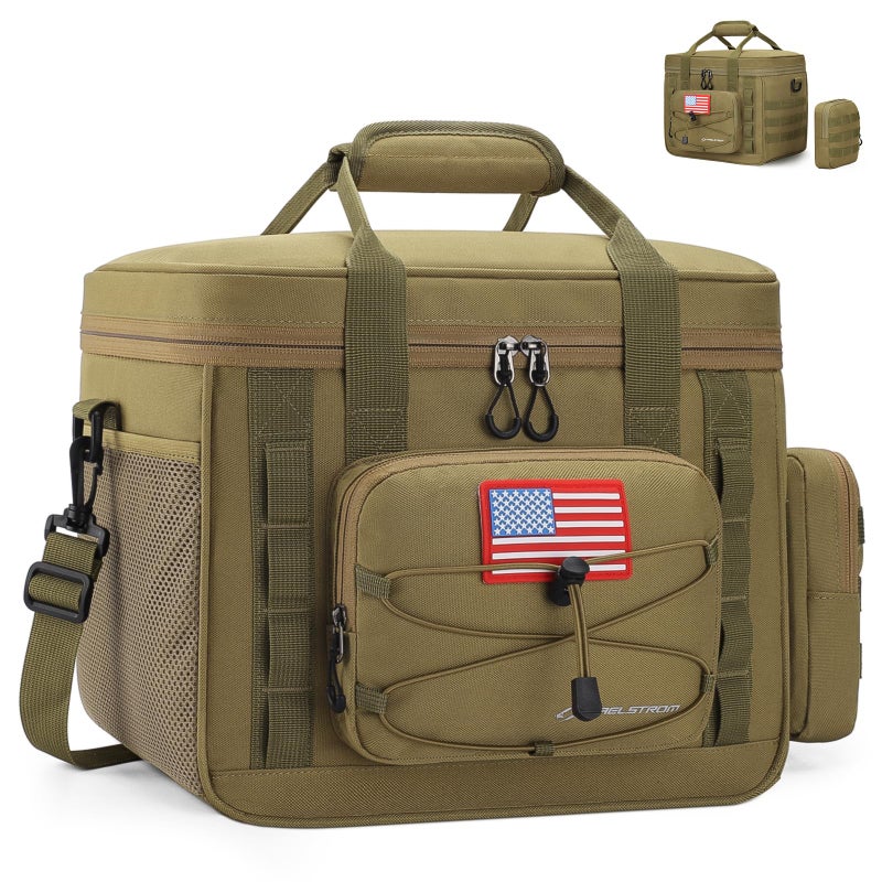 Maelstrom Tactical Lunch Box, Insulated Lunch Bag for Men, Large Durable Leakproof Cooler Bag with Detachable MOLLE Bags, Modern Lunch Tote for Adult Women Work,Picnic,20 Cans/15 L, Khaki - Image 1