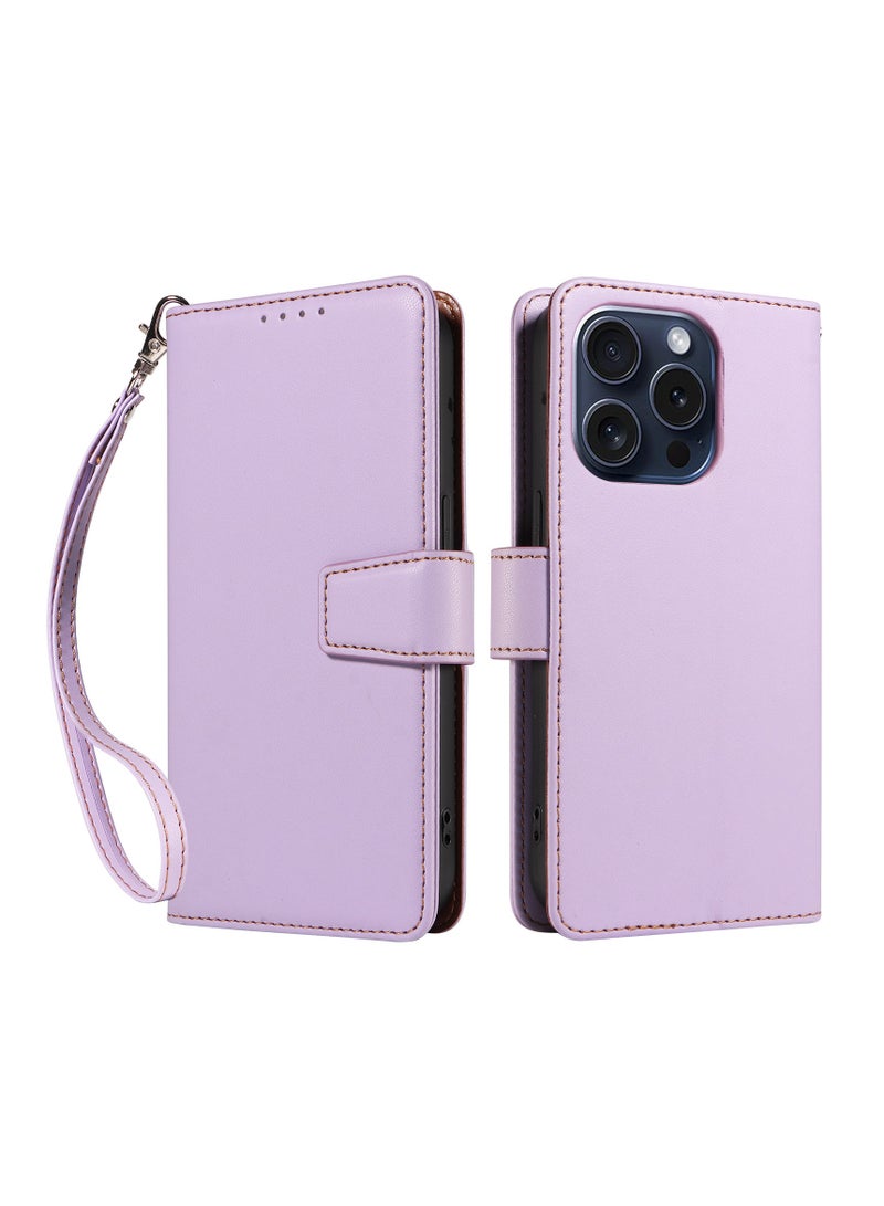 general Suitable for iPhone 16ProMax/16Pro/16Plus/16 phone leather case, anti-magnetic cloth clamshell phone case case - Image 1