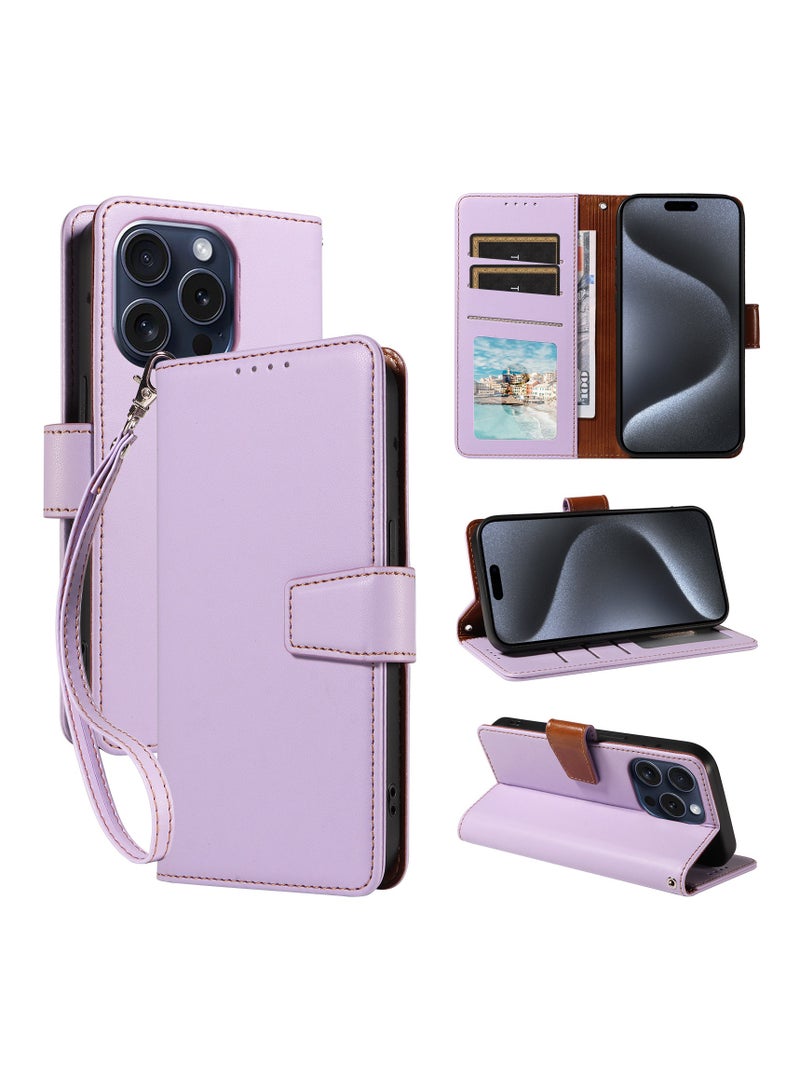 general Suitable for iPhone 16ProMax/16Pro/16Plus/16 phone leather case, anti-magnetic cloth clamshell phone case case - Image 3