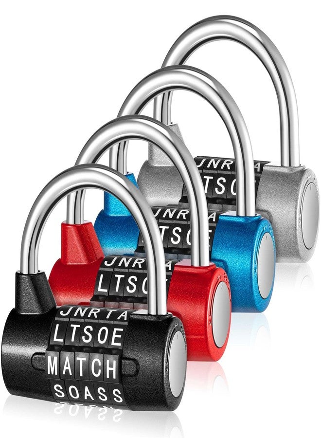 Shimeyao 4 Pcs 5 Letter Combination Lock Heavy Duty Gym Locker 5 Digit Word Locker Keyless Resettable Metal Lock for College Gym Toolbox Hasp Cabinet(Letter) - Image 1