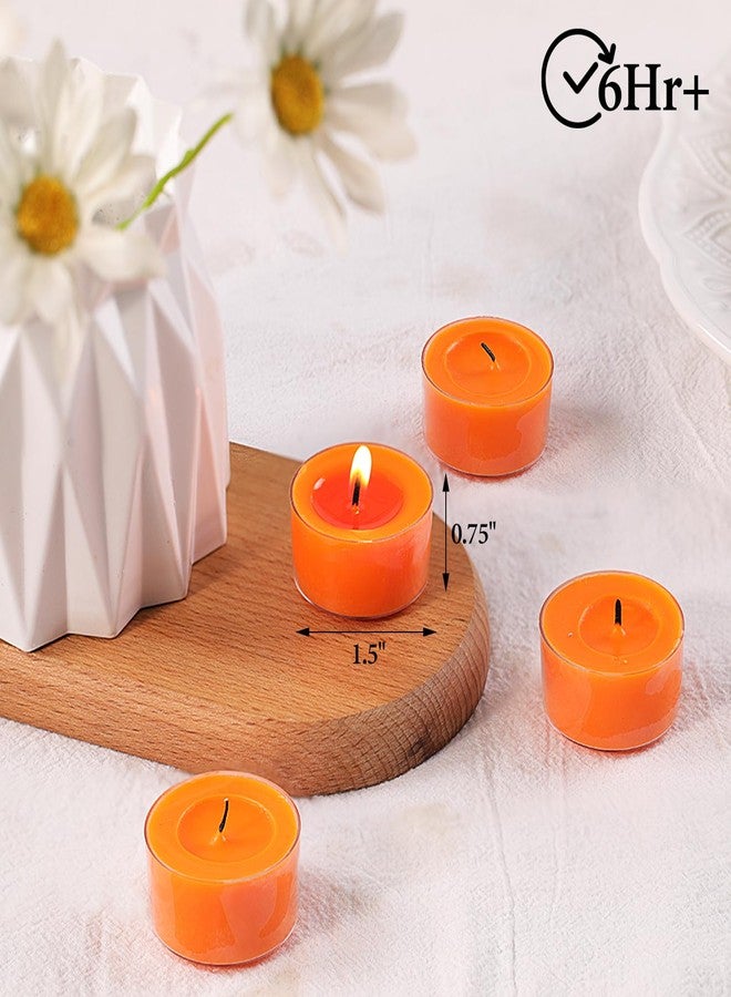 simeitol Pumpkin Cinnamon Scented Tealight Candles – 14 Pack, 100% Pure Palm Wax, 6-Hour Burn, Orange Scented Candles for Fall Decor, Thanksgiving, Halloween, Cozy Ambiance - Image 4